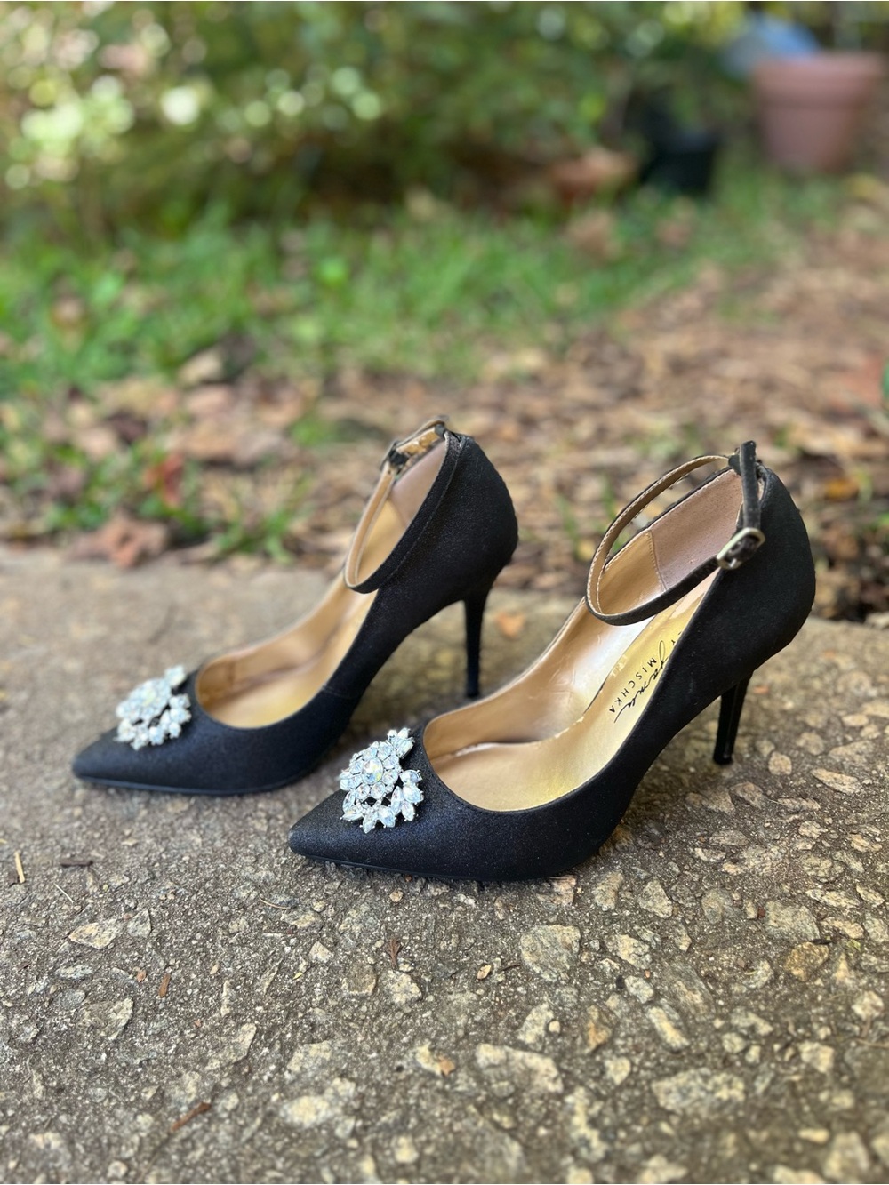Badgley Mischa Black Embellished Women’s Dress Heels 3 in Size 7.5